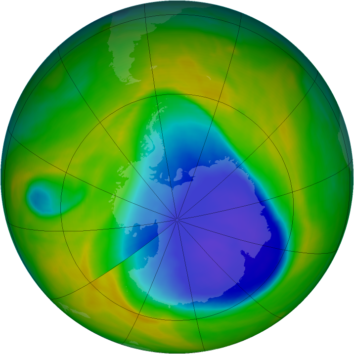 Antarctic ozone map for 01 November 2007